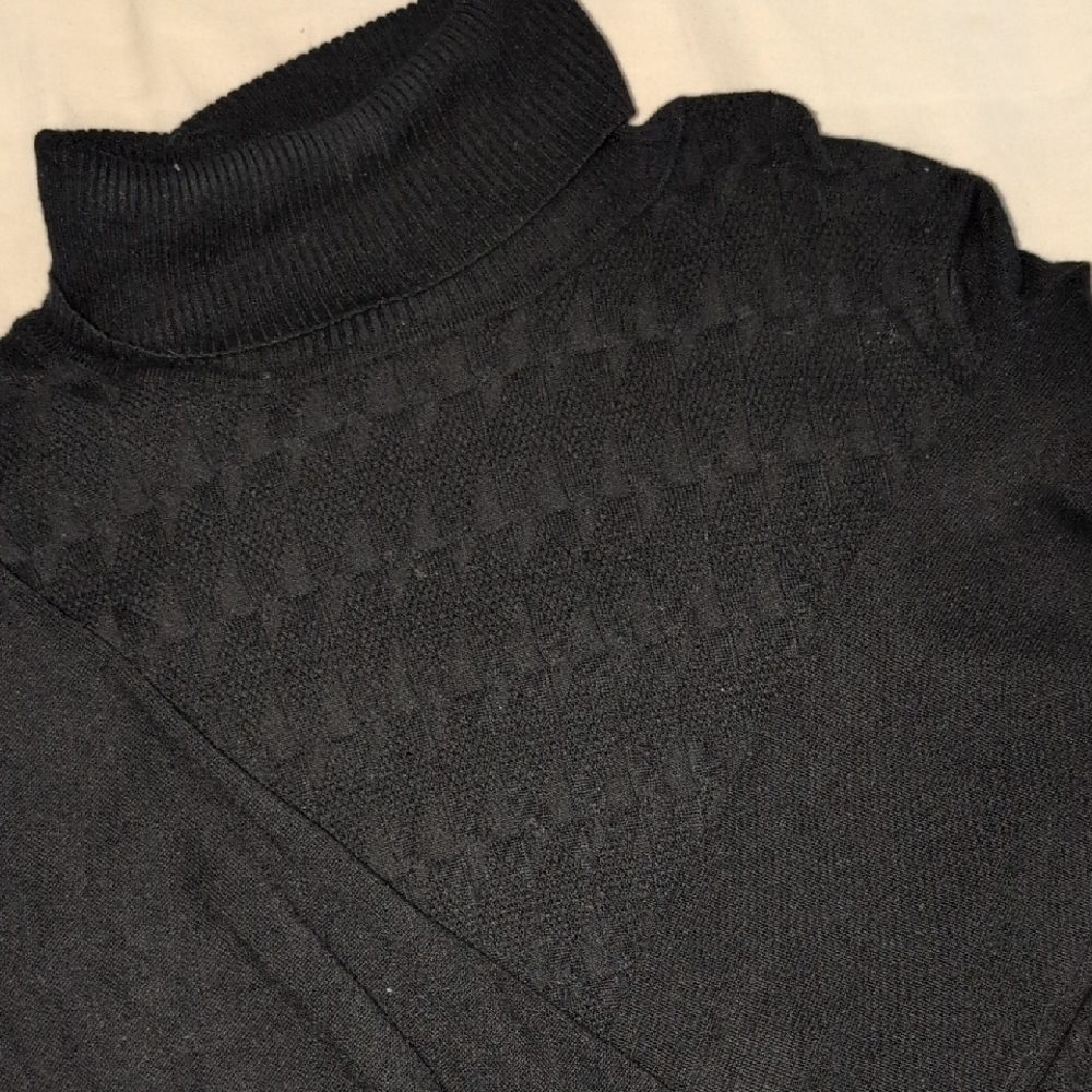 Scarlett Womens Textured Black Turtleneck Sweater